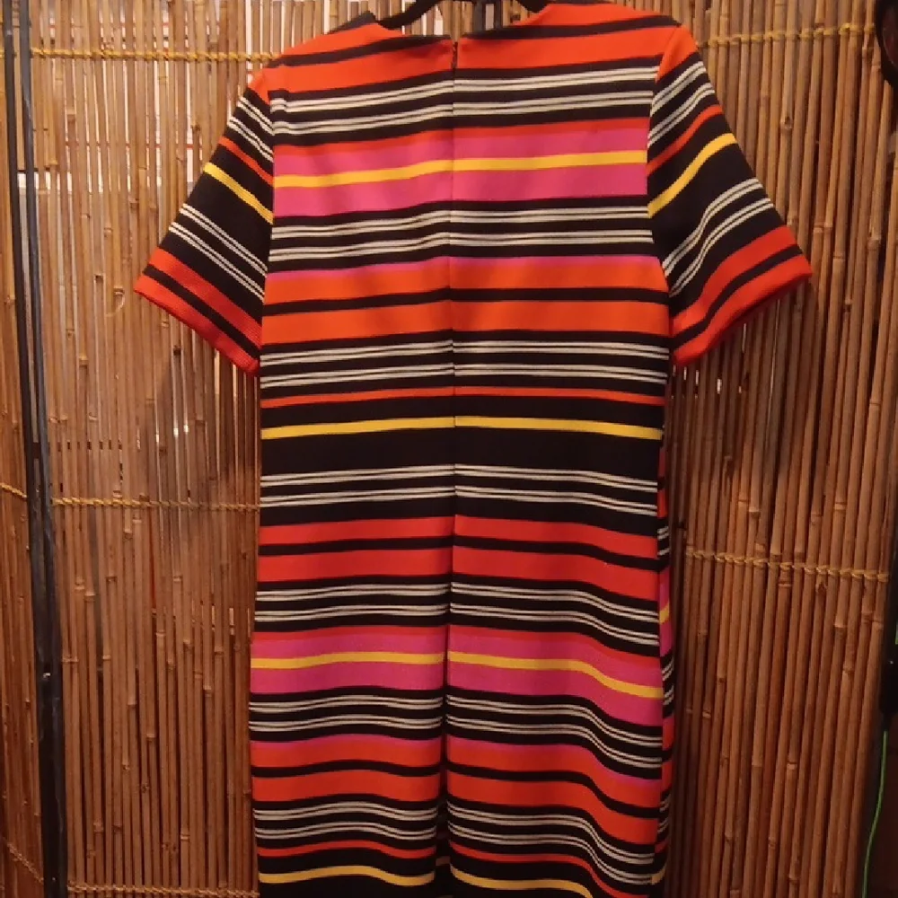 Cato Orange Black Sheath Midi Dress V-Neck Short Sleeve - Picture 4 of 14